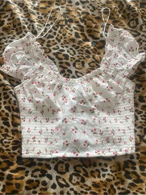 Cute Cherry Milkmaid Style Shirt